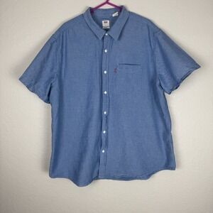 Levi's Mens XXL Shirt Short Sleeve Button Down Blue Oxford Cotton Standard Fit